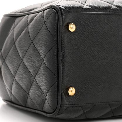 Caviar Quilted Large Bowler Black