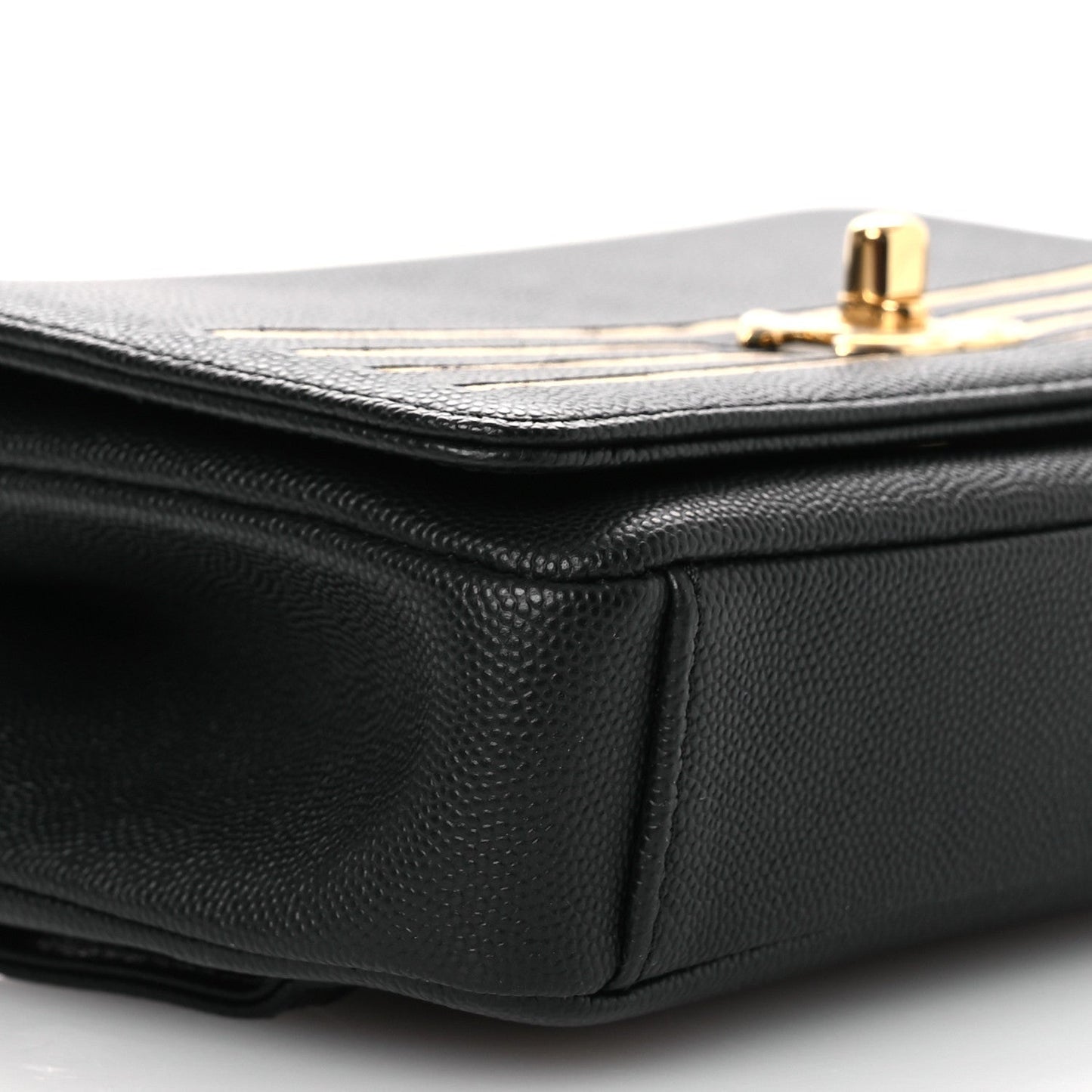 Grained Calfskin Embroidered Captain Gold Belt Bag Black