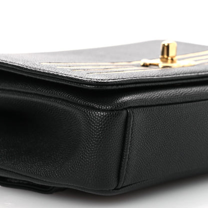Grained Calfskin Embroidered Captain Gold Belt Bag Black