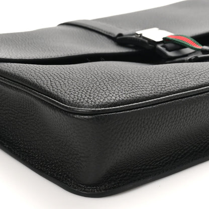 Calfskin Web Medium Business Case Black