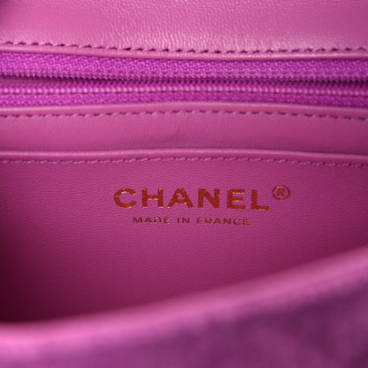 Tweed Quilted Mini Rectangular Flap Purple