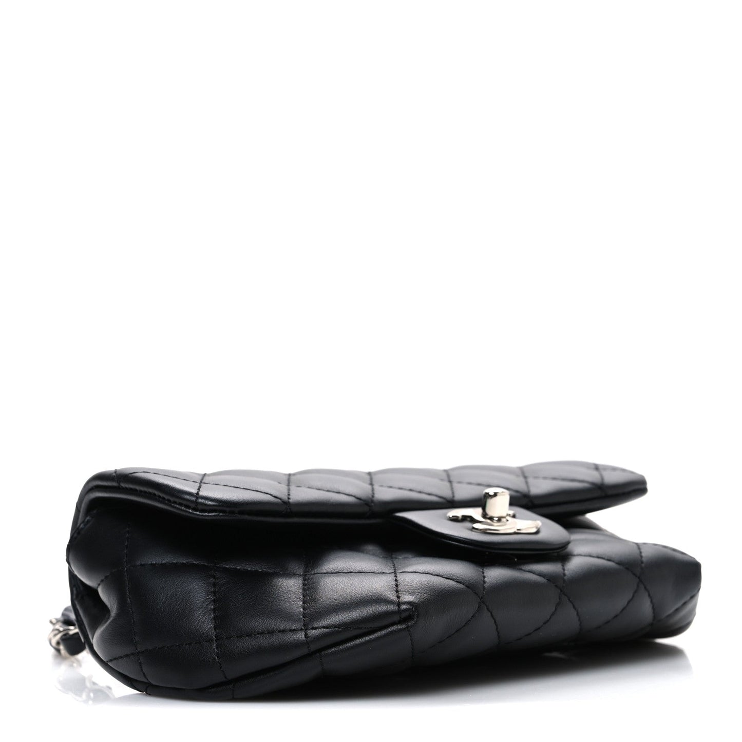 Calfskin Quilted CC Uniform Flap Belt Bag Black