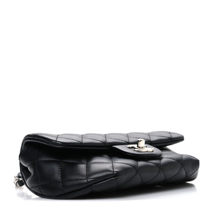 Calfskin Quilted CC Uniform Flap Belt Bag Black