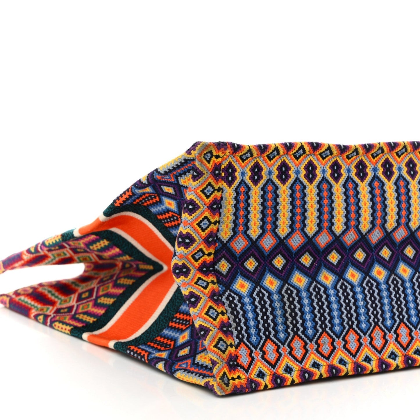 Canvas Embroidered Large Book Tote Orange Multicolor