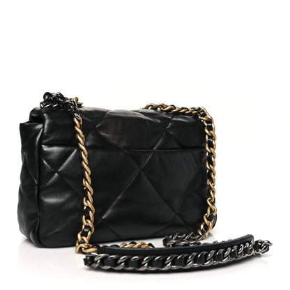 Lambskin Quilted Medium Chanel 19 Flap Black
