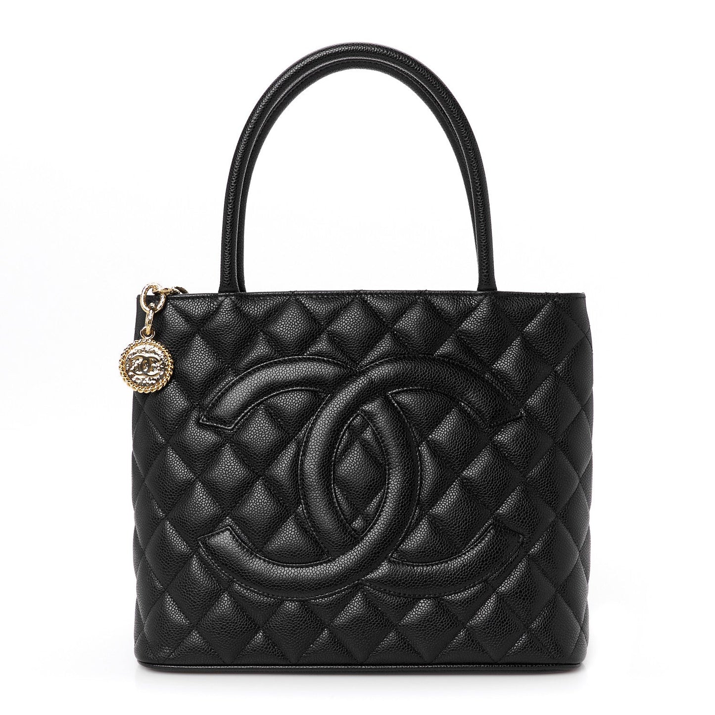 Caviar Quilted Medallion Tote Black