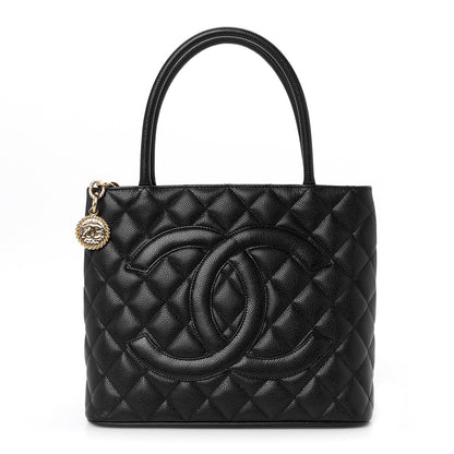 Caviar Quilted Medallion Tote Black