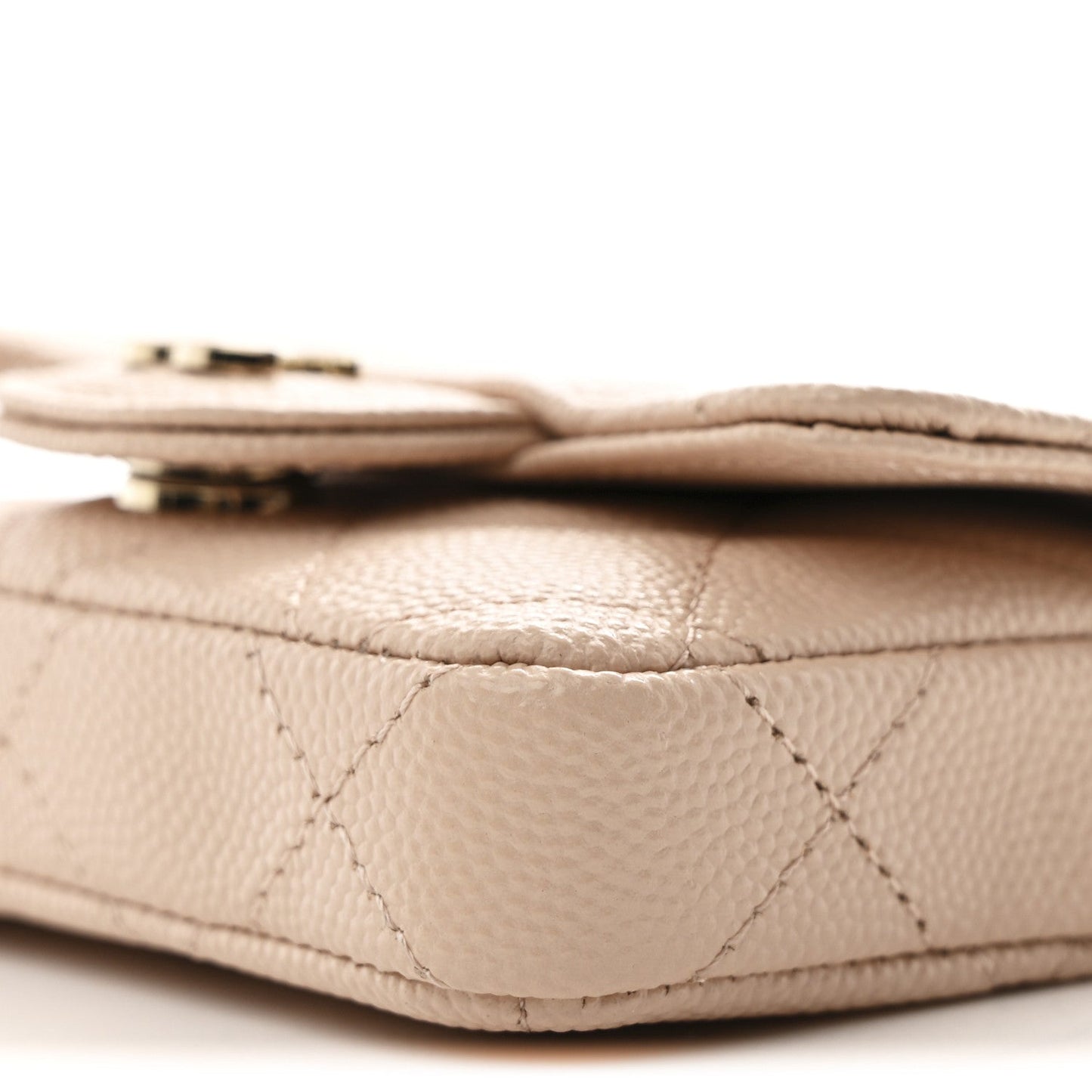 Caviar Quilted Mini Chain Belt Bag Light Beige