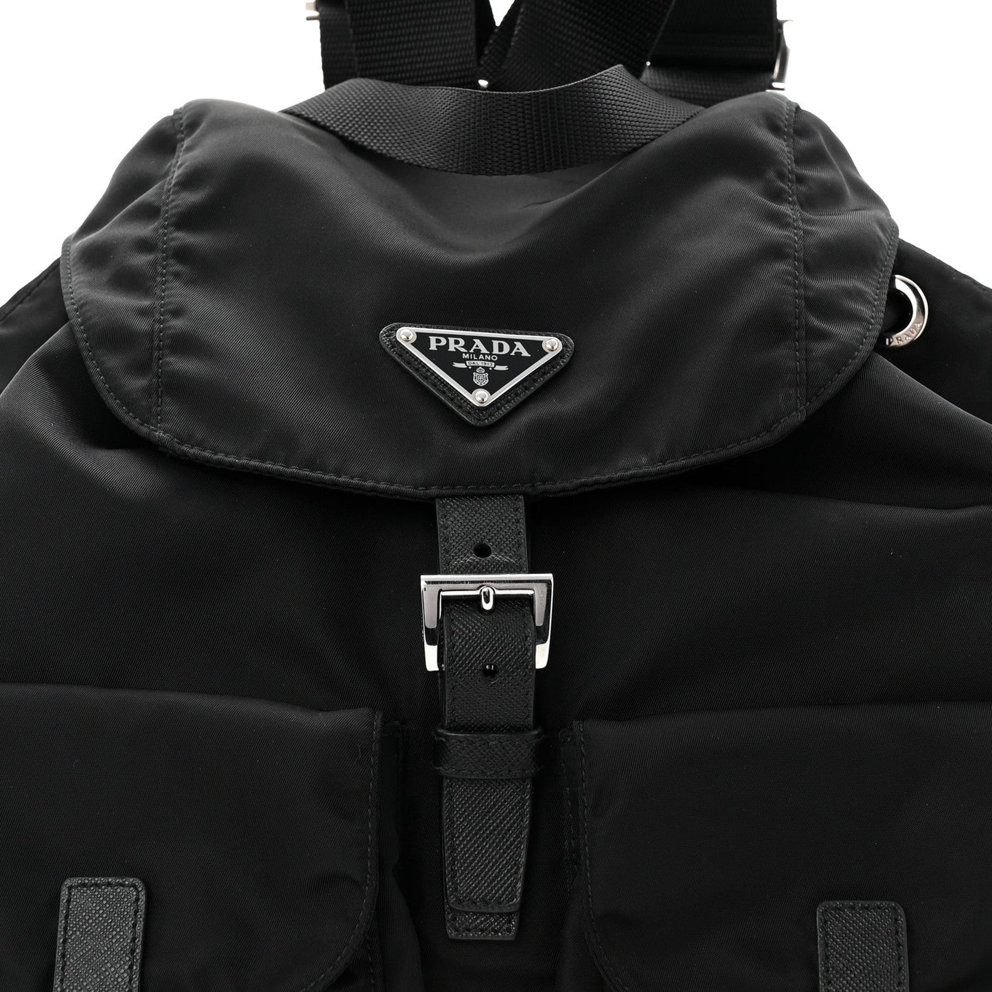 Tessuto Nylon Saffiano Medium Backpack Black