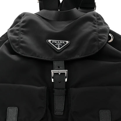Tessuto Nylon Saffiano Medium Backpack Black