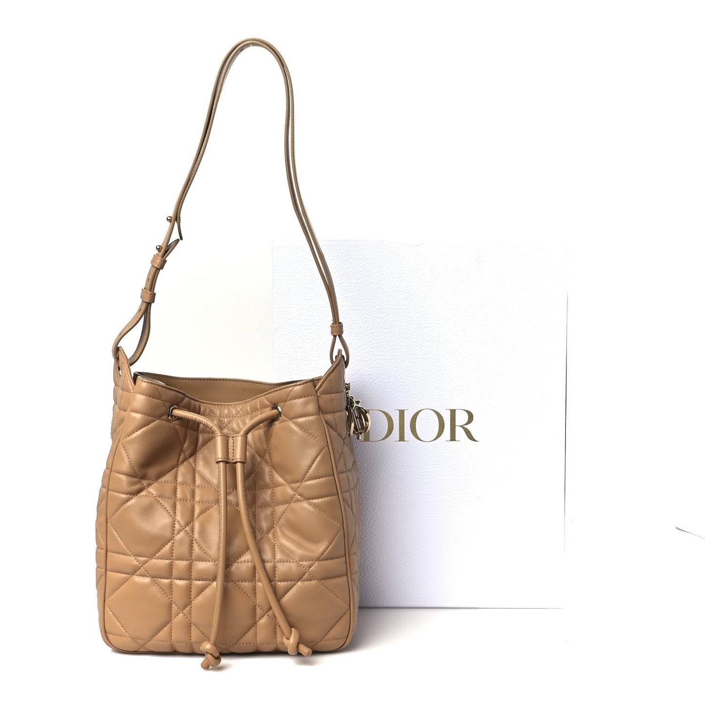 Calfskin Macrocannage Medium D-Motion Bag Light Gold
