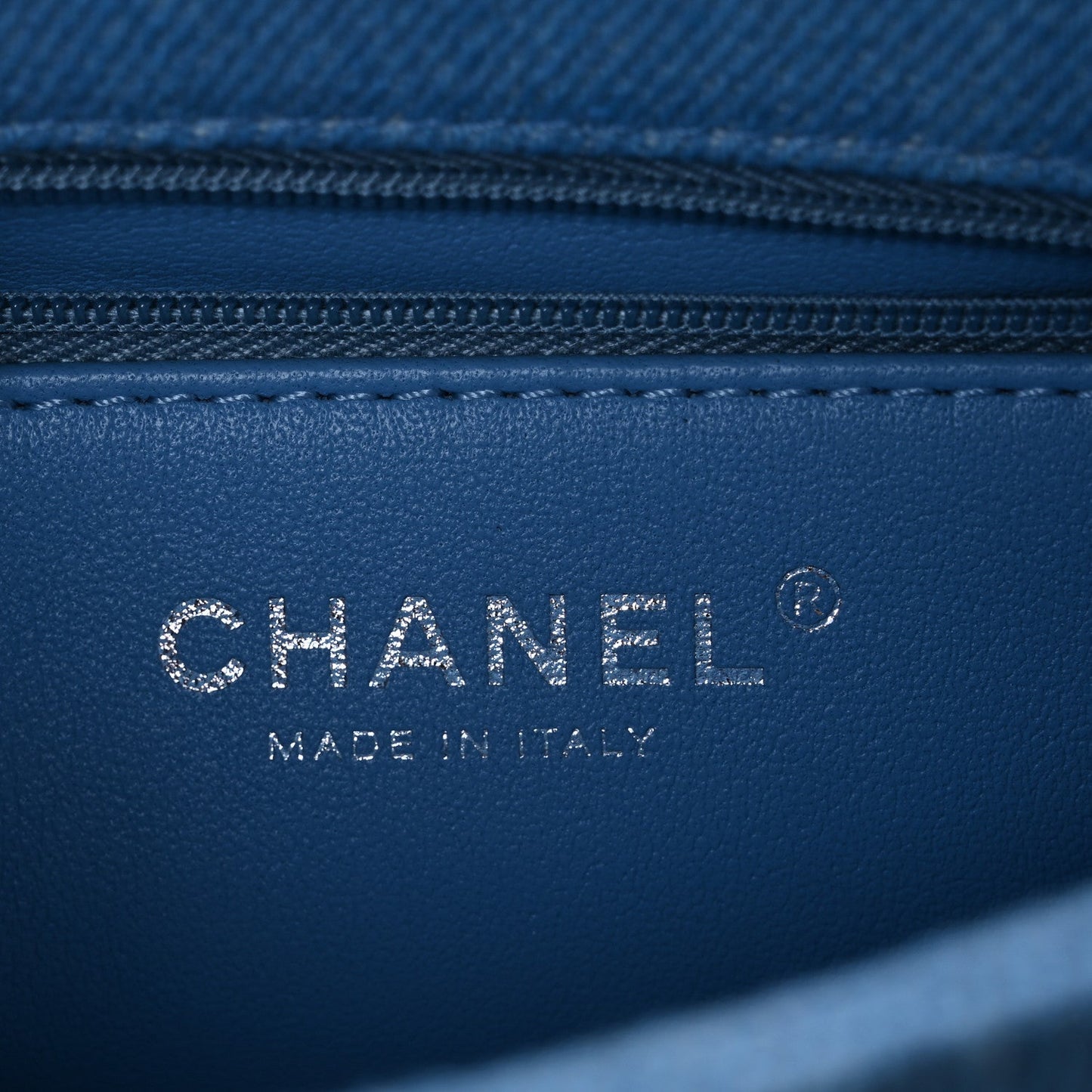 Denim Quilted Sweetheart Mini Flap Blue