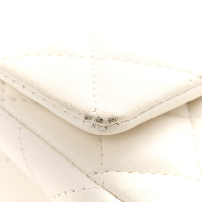 Lambskin Quilted Mini Rectangular Flap White