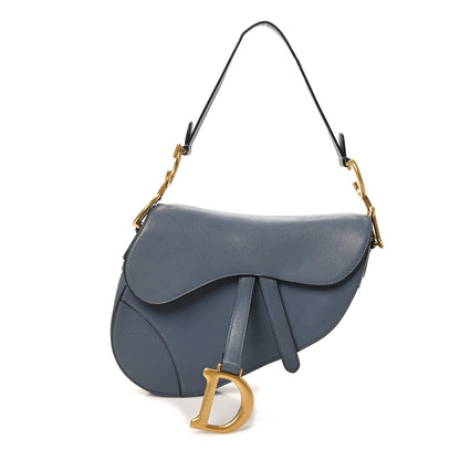 Shiny Goatskin Saddle Bag Cloud Blue