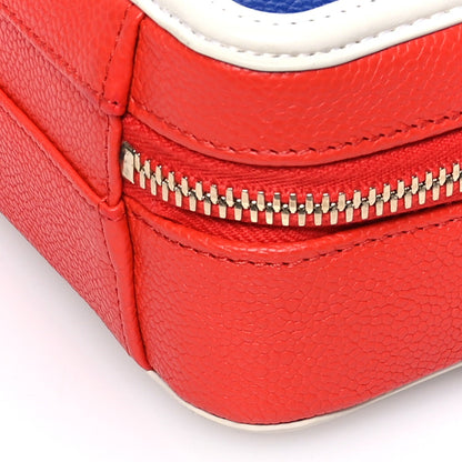Caviar Quilted Small CC Filigree Vanity Case Blue White Red