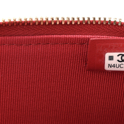 Caviar Quilted Top Handle Slim Vanity With Chain Red