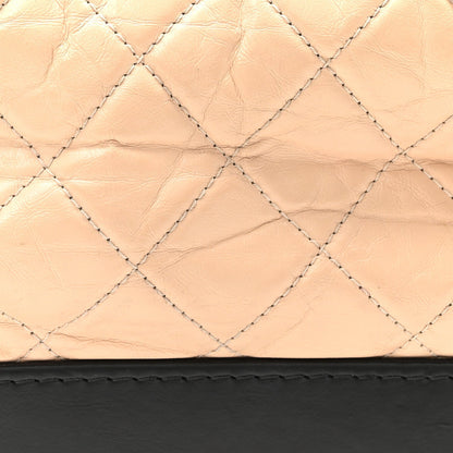 Aged Calfskin Quilted Small Gabrielle Hobo Beige Black