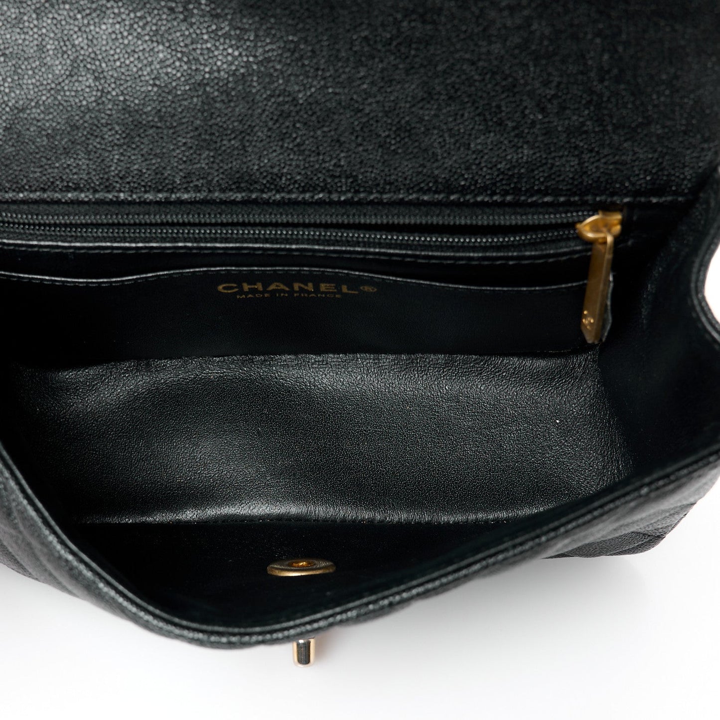 Caviar Quilted Mini Top Handle Rectangular Flap Black