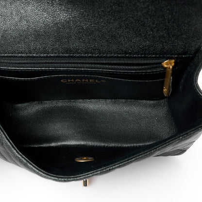 Caviar Quilted Mini Top Handle Rectangular Flap Black