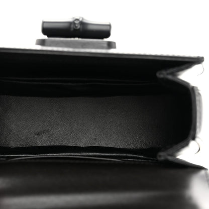 Boarded Dyana Lux Calfskin Web Monochrome Mini Bamboo 1947 Top Handle Bag Black