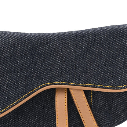 Denim Calfskin Saddle Bag Blue
