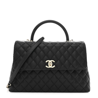 Caviar Quilted Medium Coco Handle Flap Black