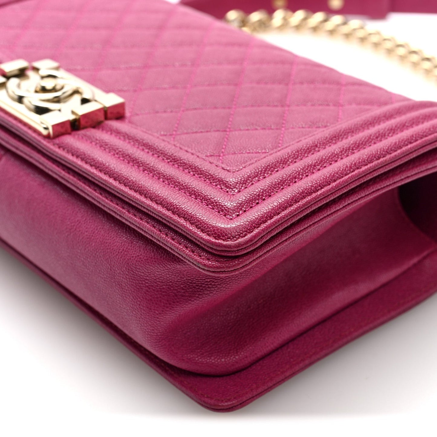 Caviar Quilted Medium Boy Flap Dark Pink