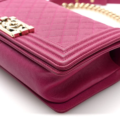 Caviar Quilted Medium Boy Flap Dark Pink