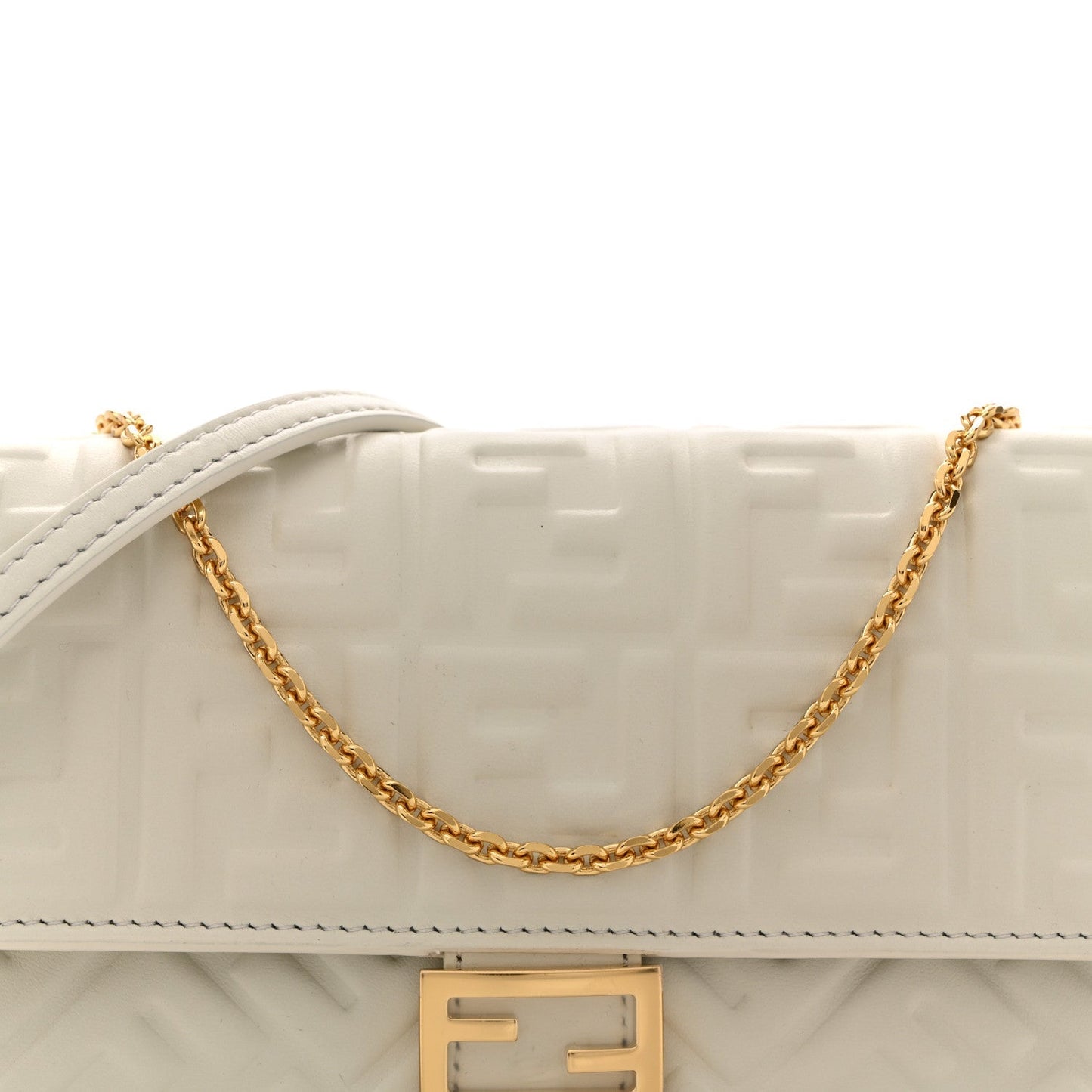 Nappa Matisse FF Embossed Wallet On Chain Baguette White