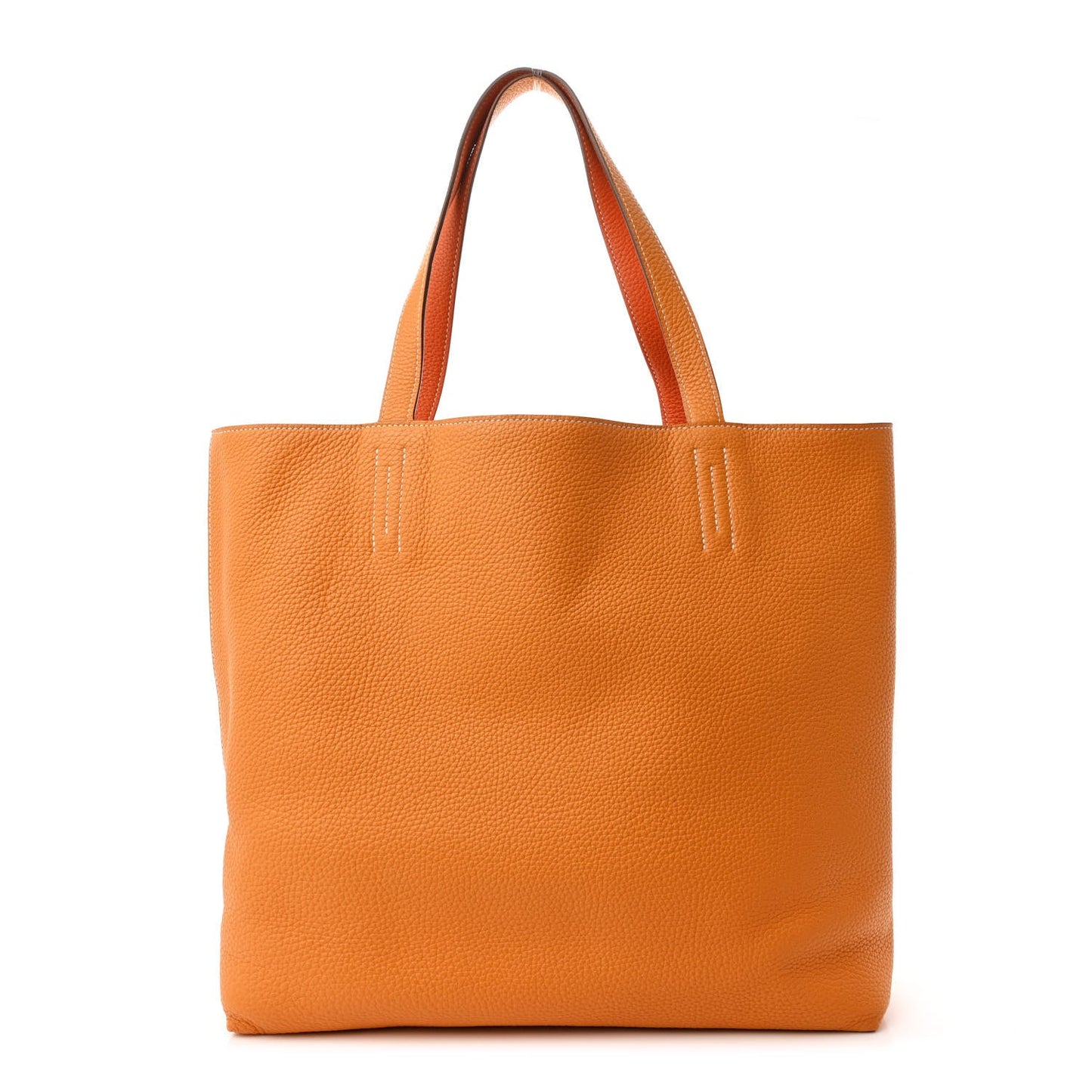 Taurillon Clemence Double Sens 36 Reversible Tote Moutarde Orange
