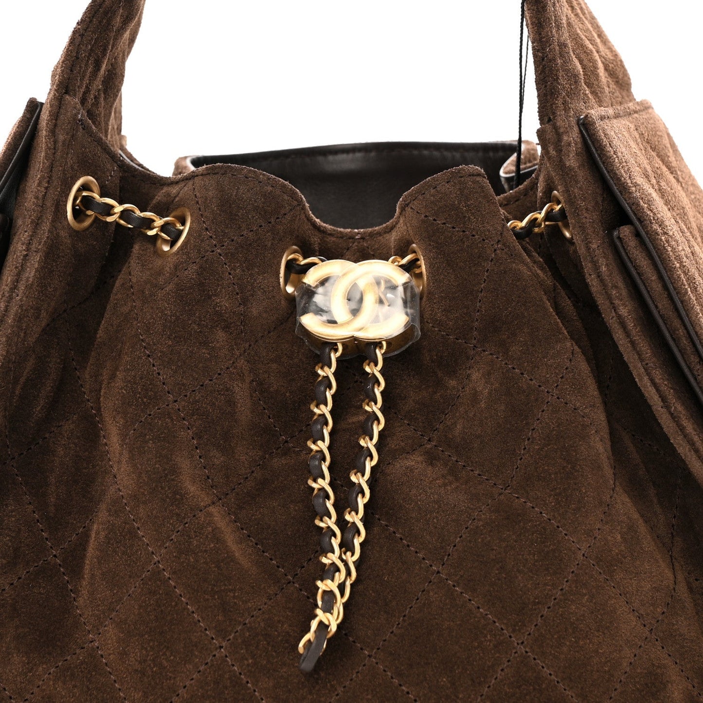 Suede Quilted Small Chanel 25 Handbag Dark Brown