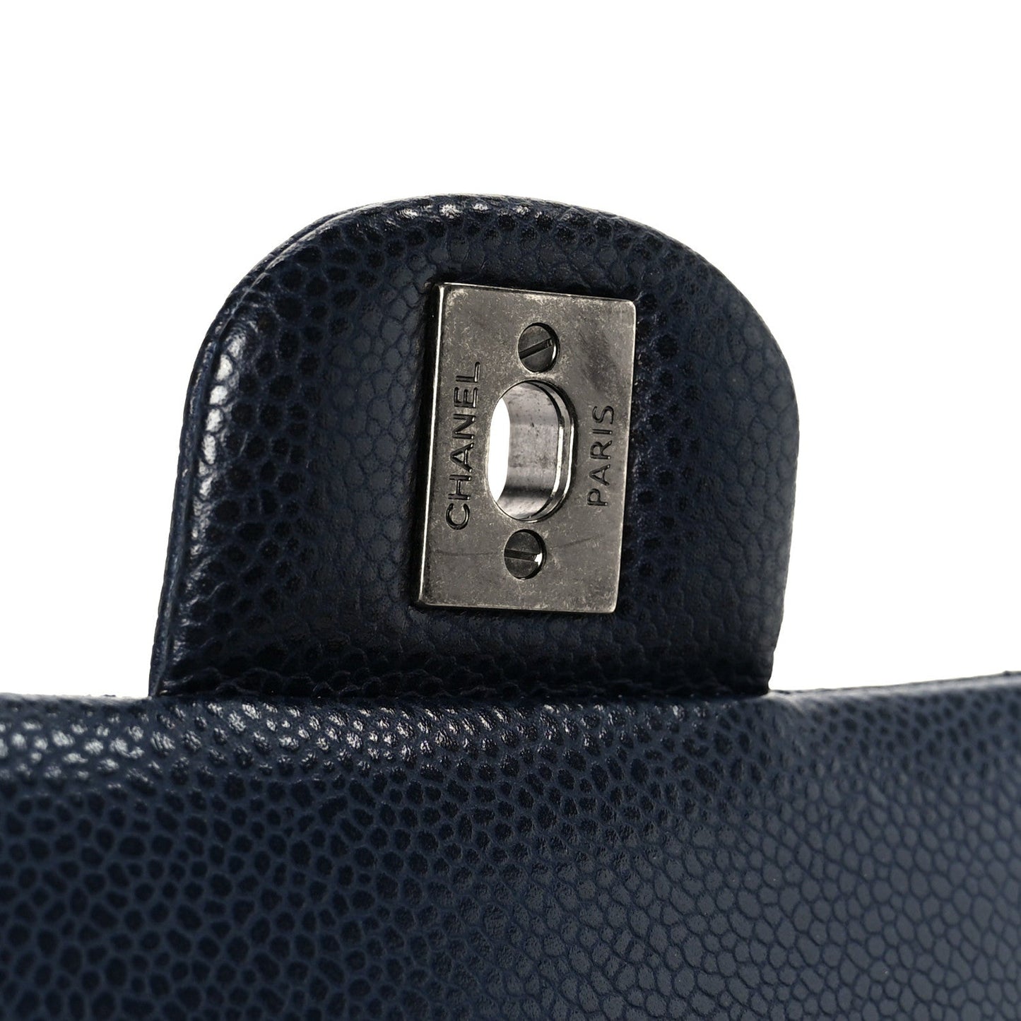 Caviar Quilted Medium Double Flap Navy