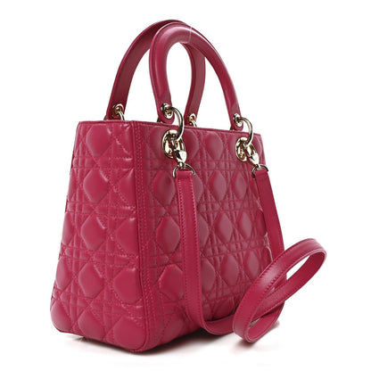 Lambskin Cannage Medium Lady Dior Fuchsia