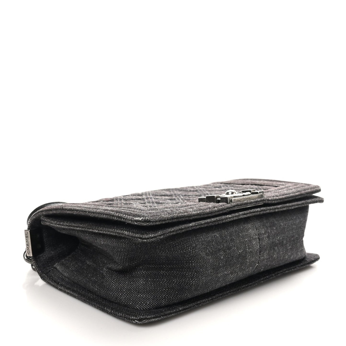 Denim Quilted Medium Boy Flap Black