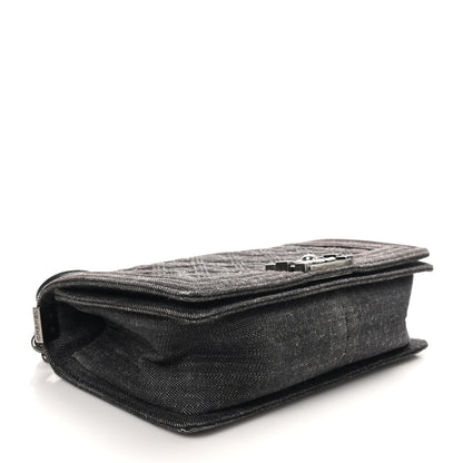 Denim Quilted Medium Boy Flap Black