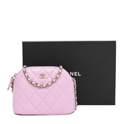 Caviar Quilted Clutch with Chain Light Purple