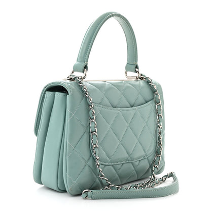 Lambskin Quilted Small Trendy CC Flap Dual Handle Bag Light Blue