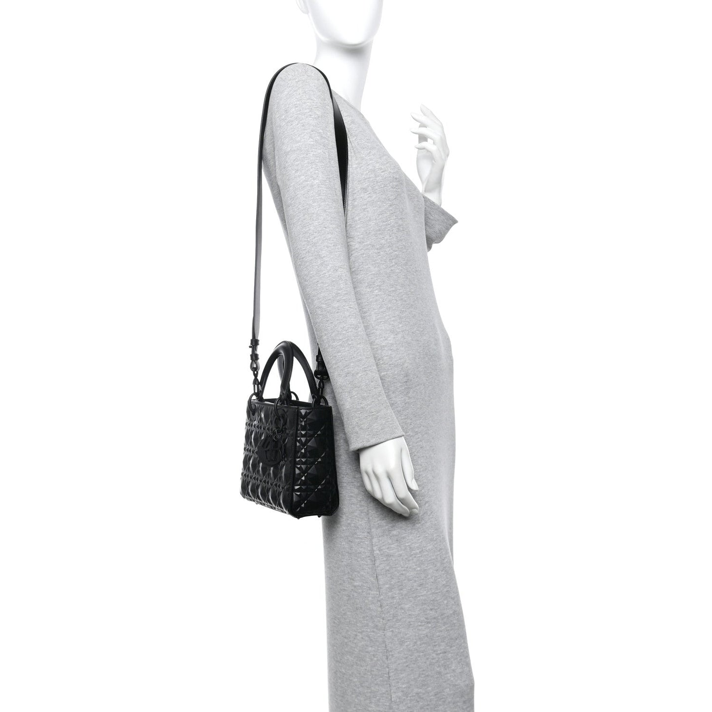 Calfskin Cannage Diamond Small My ABCDior Lady Dior Black