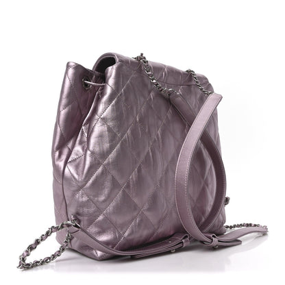 Iridescent Calfskin Quilted Ground Control Backpack Pink