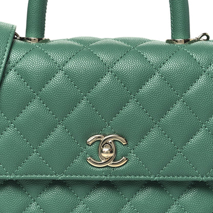 Caviar Quilted Mini Coco Handle Flap Green