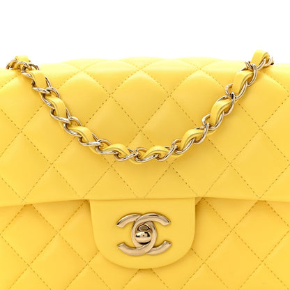 Lambskin Quilted Mini Rectangular Flap Yellow