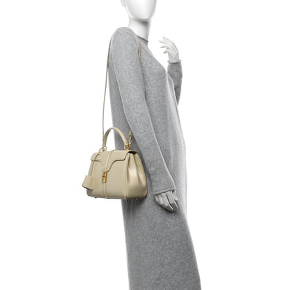 Satinated Calfskin Small 16 Top Handle Bag Limestone