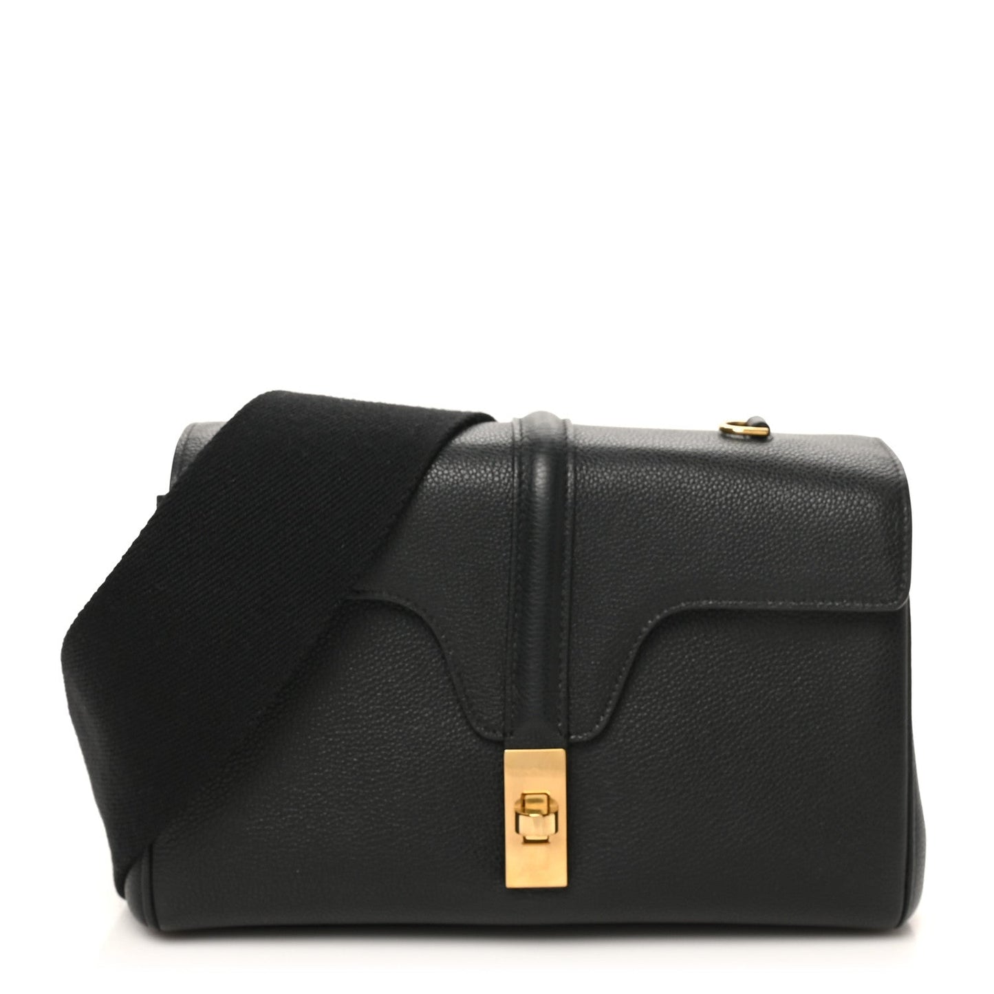 Grained Calfskin Teen Soft 16 Shoulder Bag Black