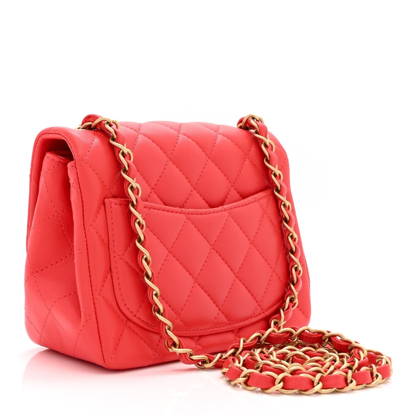 Lambskin Quilted Mini Square Flap Red