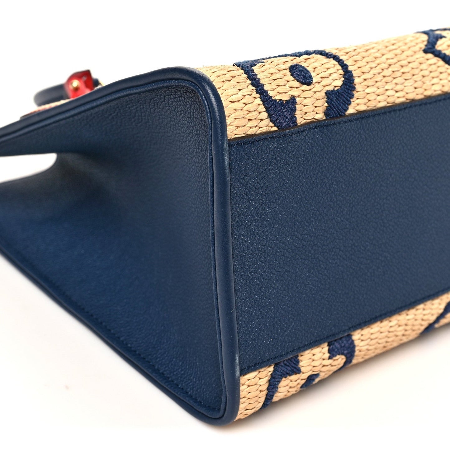 Raffia Calfskin Monogram Giant Onthego MM Blue