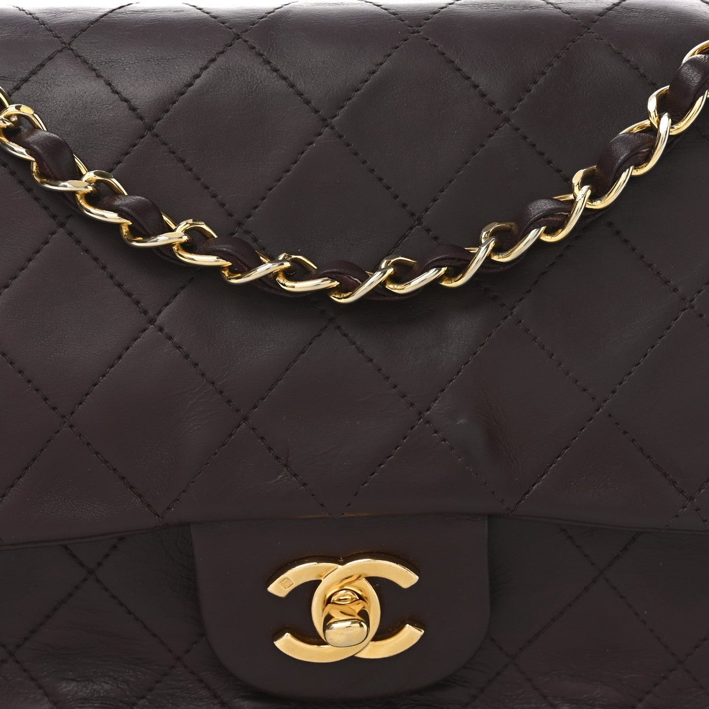 Lambskin Quilted Medium Double Flap Burgundy