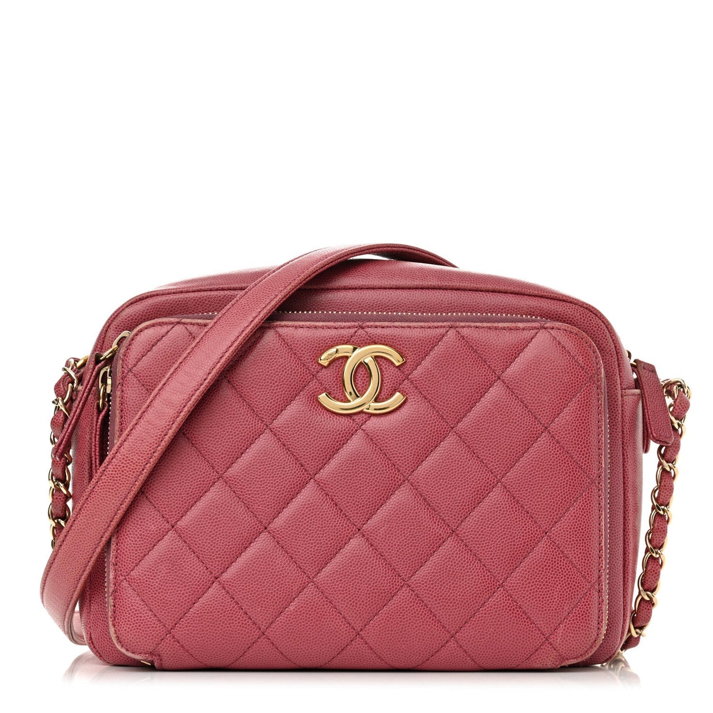 Caviar Quilted Medium Business Affinity Camera Case Dark Pink