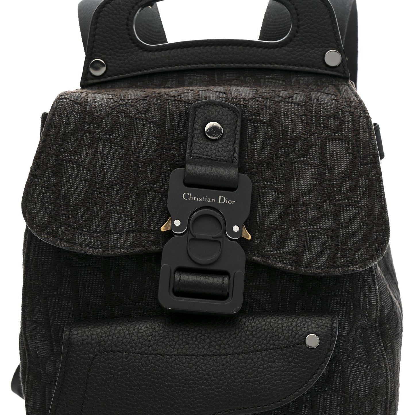 Oblique Jacquard Mini Saddle Backpack Black Blue