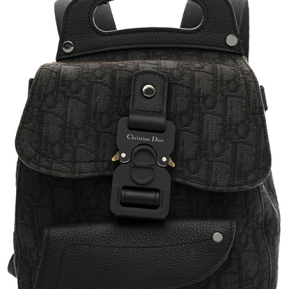 Oblique Jacquard Mini Saddle Backpack Black Blue