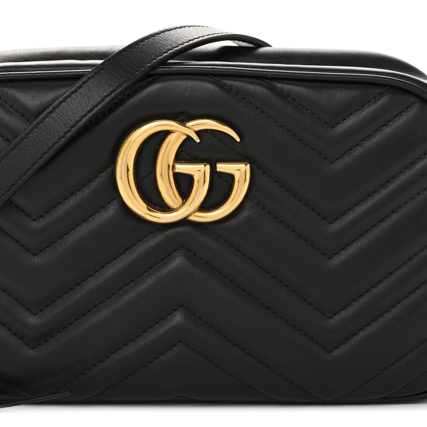 Calfskin Matelasse Small GG Marmont Chain Shoulder Bag Black